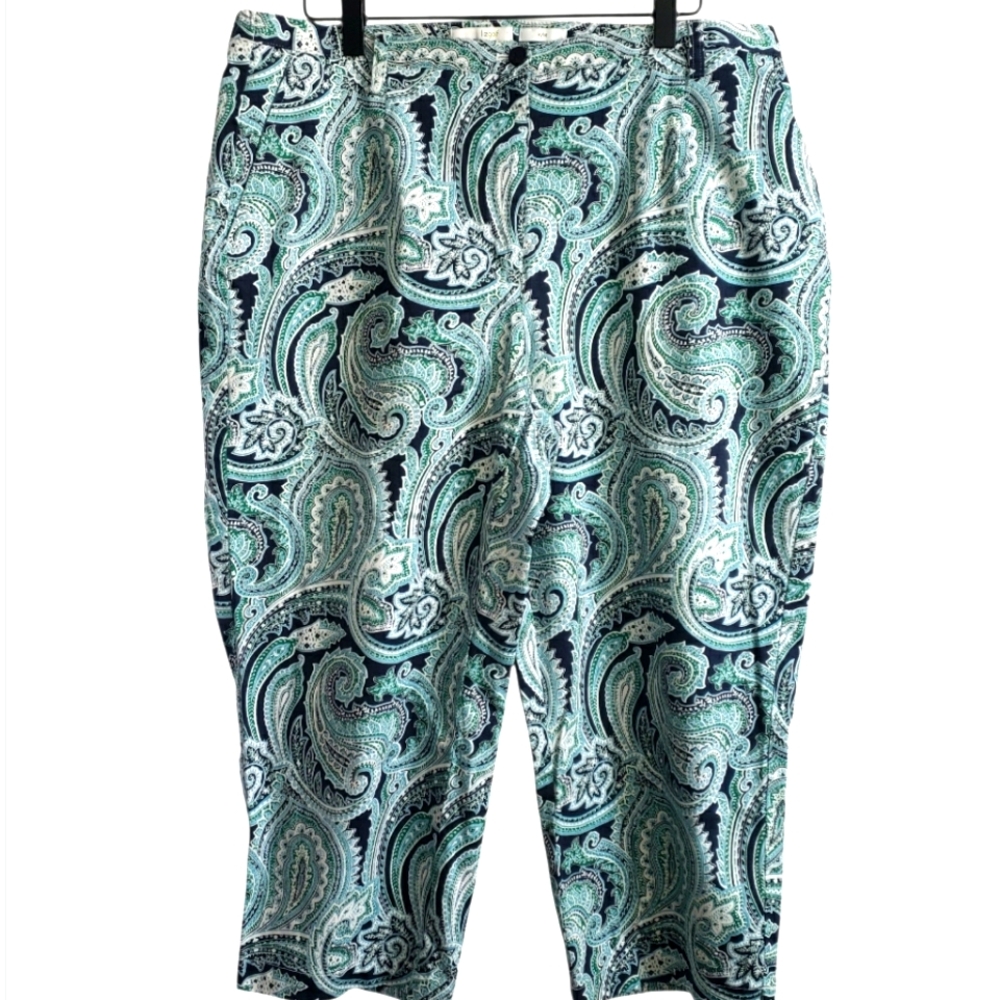 Women's Casual Chic Cotton Paisley Capri Pants –Comfortable Everyday Kylie Style